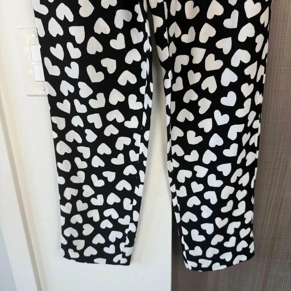 Kate Spade Black White Dancing Hearts‎ Ria Pants Pull On Size Small